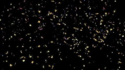 Falling gold confetti on black background for celebration and party event Video stock 341907881