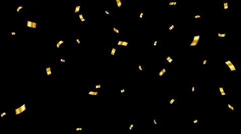 Falling gold confetti overlay on dark background. Holiday celebration concept Stock Illustration