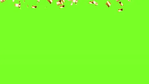 Falling gold different confetti on a green background to remove the background Stock Footage 132116793