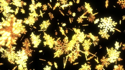 Falling gold digital snowflake on black background Video stock 167343933