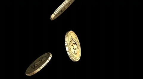 Falling Gold Dollar Coins Stock-Footage 767407