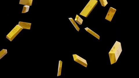Falling Gold Ingots on Black Screen 스톡 동영상 318346937