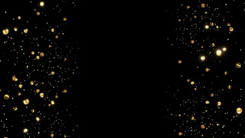Falling Gold Metallic Spheres and Sparkling Glitter with Central Copy Space Vídeos de archivo 334226944