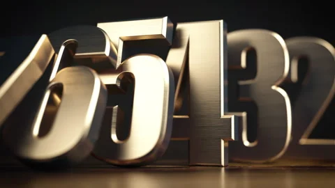 Falling gold numbers one to ten. Abstract countdown 3d video animation. Video stock 312613966