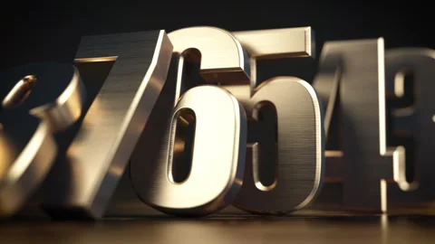 Falling gold numbers one to ten. Abstract countdown 3d video animation. Stock Footage 312924377