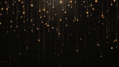 Falling gold particles flicker and shimmer against a black background. Abstract Stock Footage 75208930