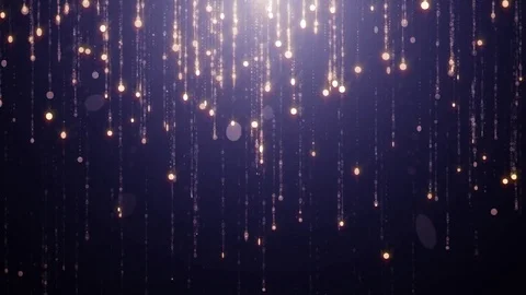 Falling gold particles flicker and shimmer against a dark blue background Stock Footage 75229826