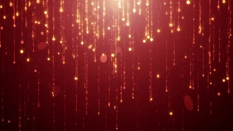 Falling gold particles flicker and shimmer against a wealth dark red background Stock Footage 75657236