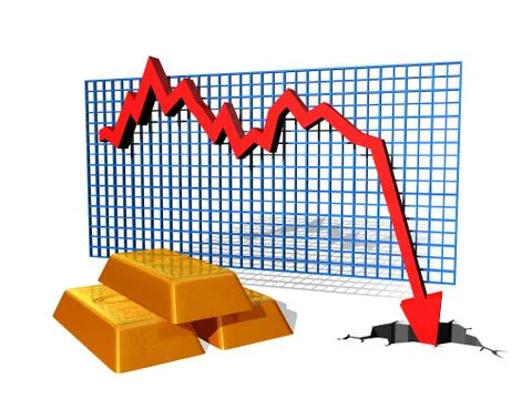 Falling gold price Stock Illustration