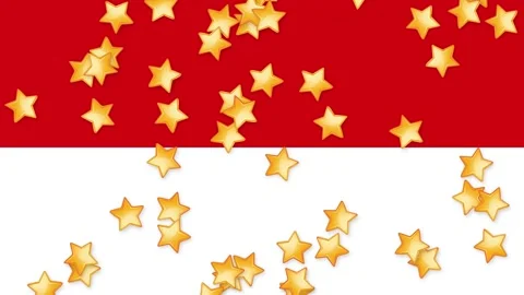 Falling Gold Stars Animation Over Red and White Background Stock Footage 340323669