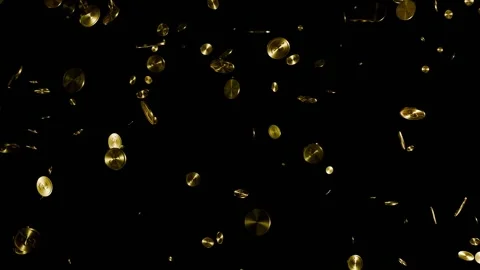 Falling golden coins on a black background Stock Footage 341031861