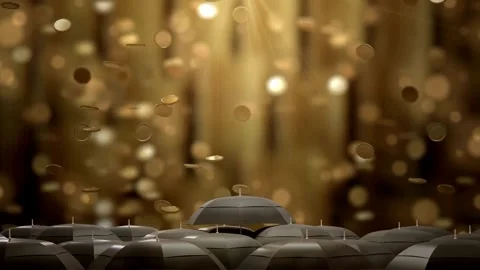 Falling golden coins on a shiny background. 3d rendering various gold coins Gold Stock-Footage 334028081