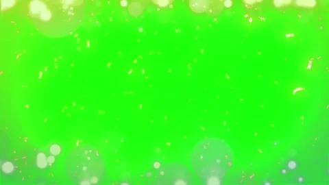 Falling golden confetti particles over vibrant green screen background with Stock Footage 345334828