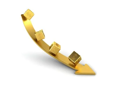 Falling golden dollar 스톡 일러스트