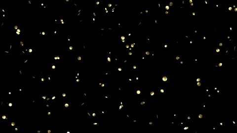 Falling Golden foil Confetti on Black Background With Matte Channel Stock Footage 279875477