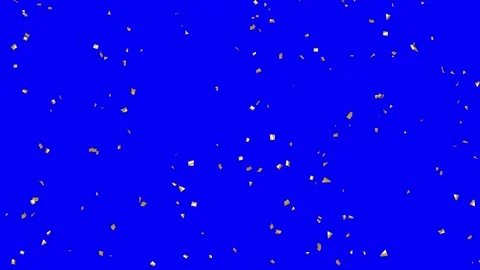 Falling Golden foil Confetti on Blue Background Stock Footage 279875488