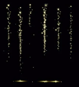 Falling golden particles. Light and blurry sparks Stock Illustration
