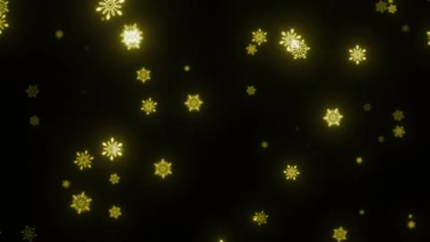 Falling Golden Snow | Sparkling Winter Particles on Black Stock Footage 323505367