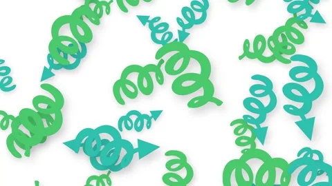 Falling Green and Teal Spiral Arrow Shapes on White Background Stock Footage 345118023