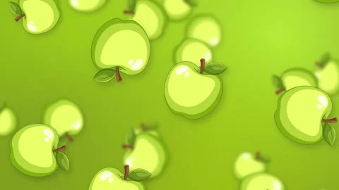 Falling Green Apple Objects on Vibrant Mesh Gradient Background Stock Footage 344616991