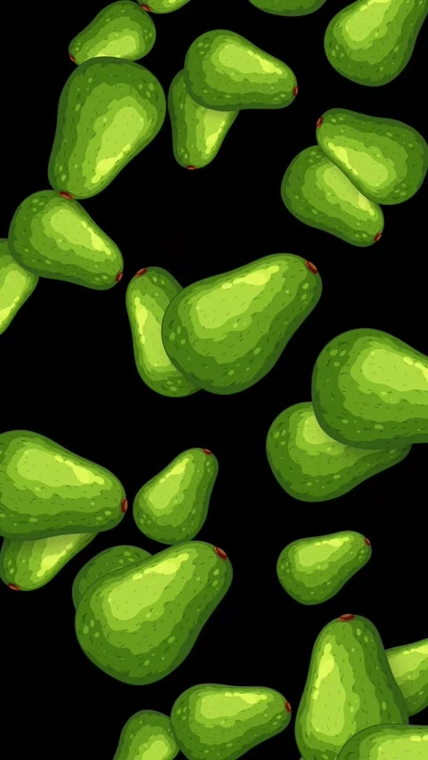 Falling Green Avocado Animation on Black Background Vertical Video Stock Footage 344848799
