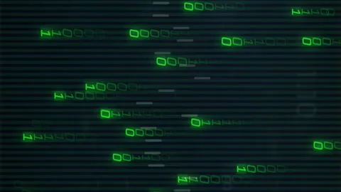 Falling green binary code creating digital rain animation over dark background Vídeos de archivo 314080864