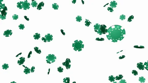 Falling green casino chips on white background - loop, alpha channel Stock Footage 74922843