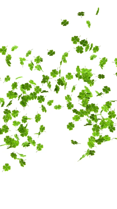 Falling Green Clover Leaves Confetti - 3D rendering Vídeos de archivo 334109841