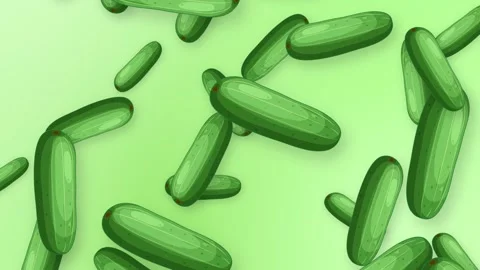 Falling Green Cucumber Vegetables Animation on Light Green Background Stock Footage 345703624