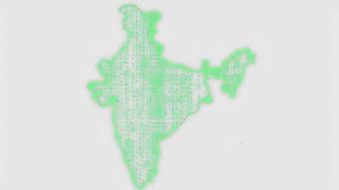 Falling Green Digital Characters Forming India Map Transparent Stock Footage 319135433