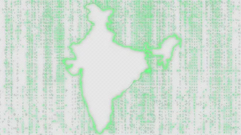 Falling Green Digital Characters Forming India Map Transparent Stock Footage 319135609