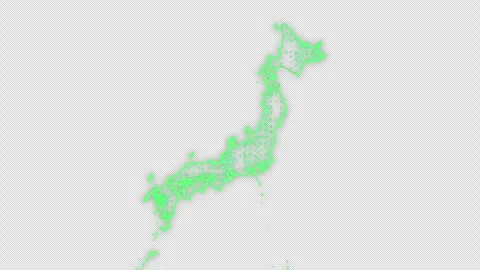 Falling Green Digital Characters Forming Japan Map Transparent Stock Footage 319498856