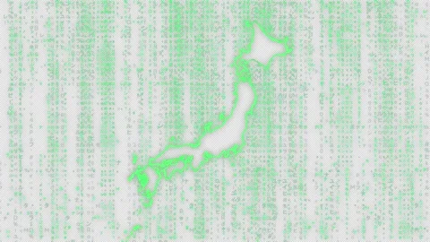 Falling Green Digital Characters Forming Japan Map Transparent Stock Footage 319499125