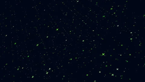 Falling green digital crosses on dark background abstract data rain animation Stock Footage 334138584