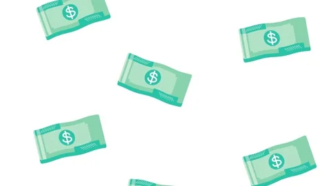 Falling green dollar bill paper currency flying animation on white background 動画素材 339071248