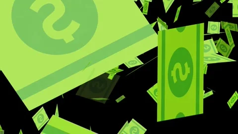 Falling Green Dollar Bills with Dollar Signs money Stock Footage 317564344