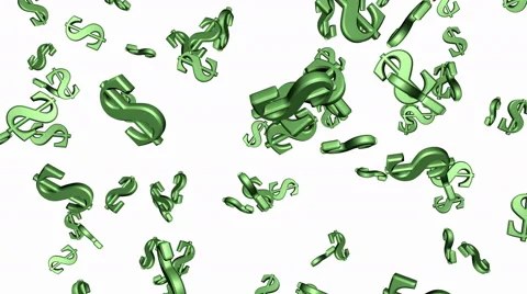 Falling green dollar sign - looping, alpha Stock Footage 55309177