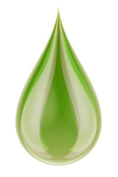 Falling green drop, 3D rendering Stock Illustration