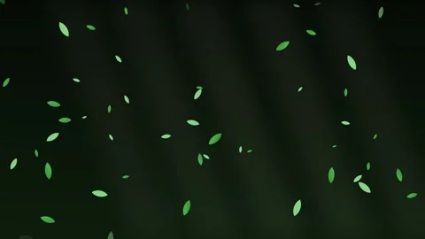 Falling Green Leaves in Dark Light Rays Stock Footage 344425805