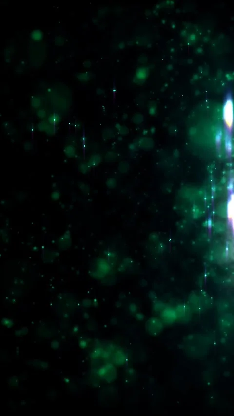 Falling Green Magic Particles On Dark Background Stock Footage 342492179
