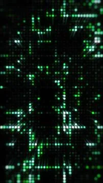 Falling green neon glowing dots abstract matrix data background 스톡 일러스트
