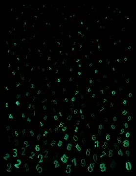 Falling green numbers, math backdrop on black background イラスト素材