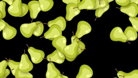 Falling Green Pears Animation on Solid Black Background Stock Footage 339120257