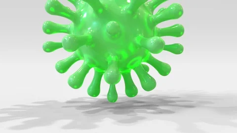 Falling green rubber coronavirus model, conceptual 3D animation Stock Footage 128069729