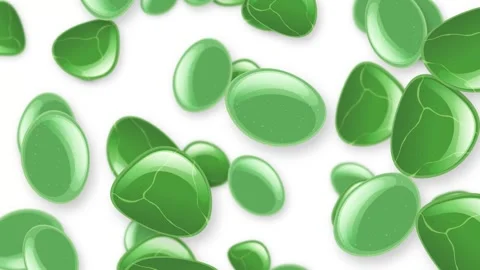 Falling Green Smooth Stones and Pebbles on White Background 動画素材 346569296