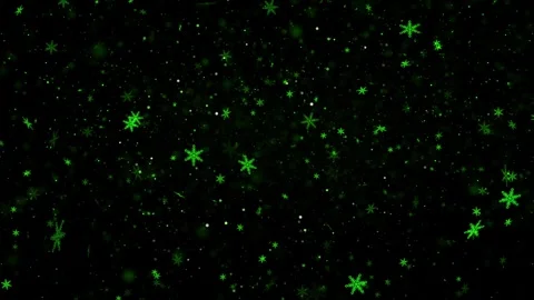 Falling Green Snowflakes Particles On Black Background Stock Footage 319690243
