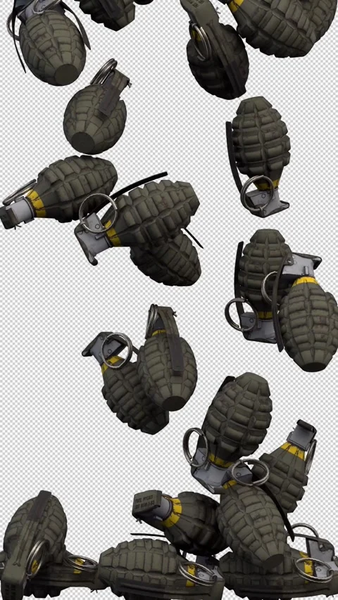 Falling grenade – 3d render with alpha channel. Видео 330240513