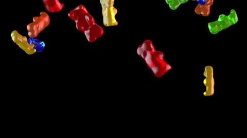 Falling gummy bears isolated with an alpha channel Stock Footage 255640878