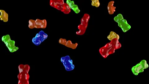 Falling gummy bears loop isolated with an alpha channel Stock Footage 255640862