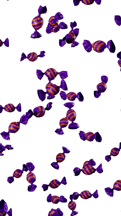 Falling Halloween Candies on White Background in Vertical Format Stock Footage 345341970